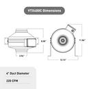 4 in. 220 CFM In-Line Centrifugal Blow Fan (115 V - 1 HP - 60 Hz) with Atmosphere AC Current Switch 