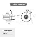 4 in. 220 CFM In-Line Centrifugal Blow Fan (115 V - 1 HP - 60 Hz) with Pressure Switch 