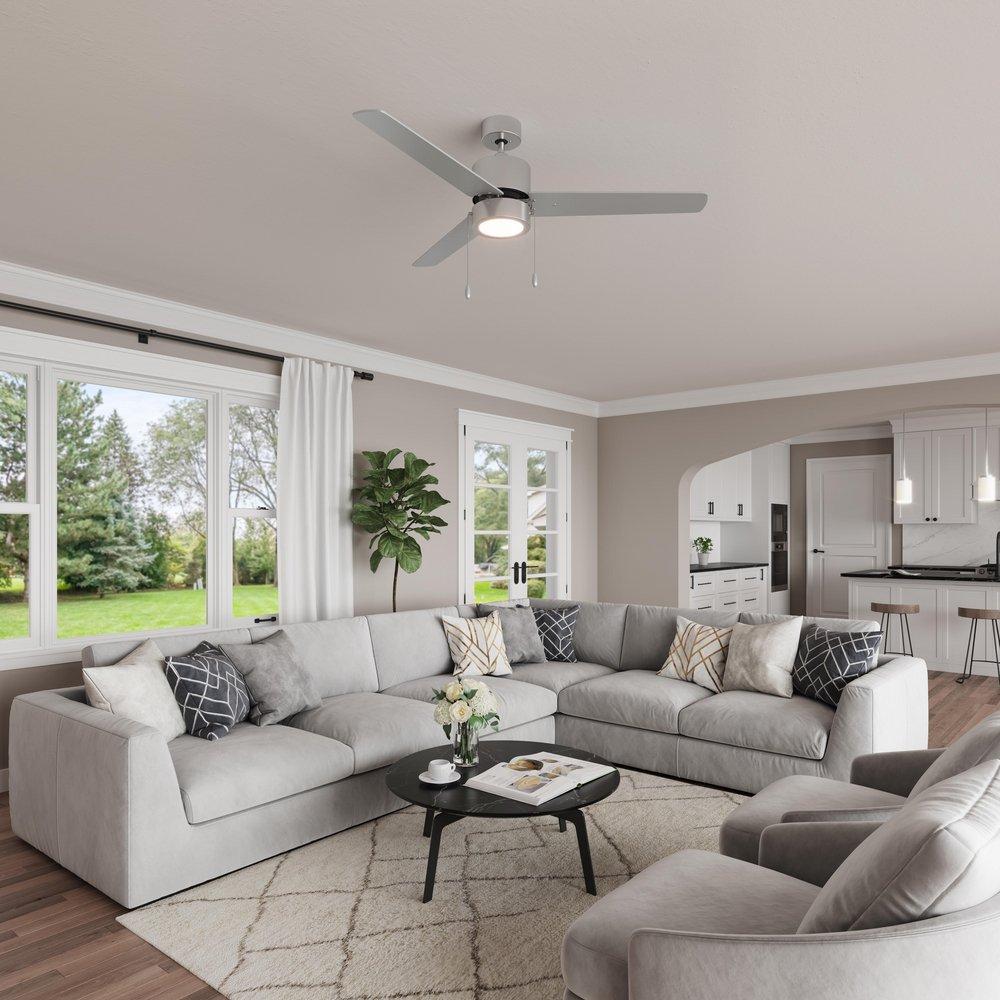 RP Lighting Brushed Nickel 52 in. 3-Blade Indoor Ceiling Fan 