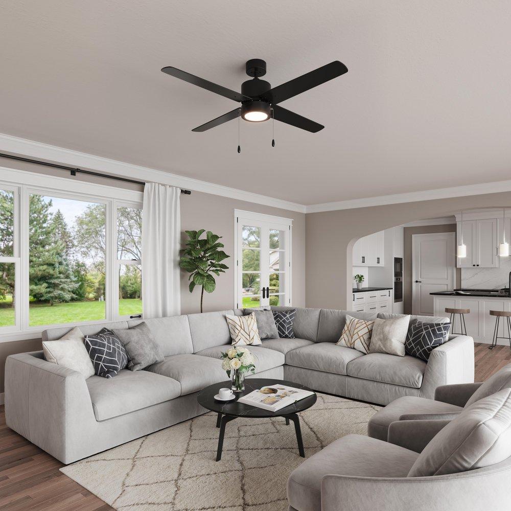 RP Lighting Matte Black 52 in. 4-Blade Indoor Ceiling Fan 