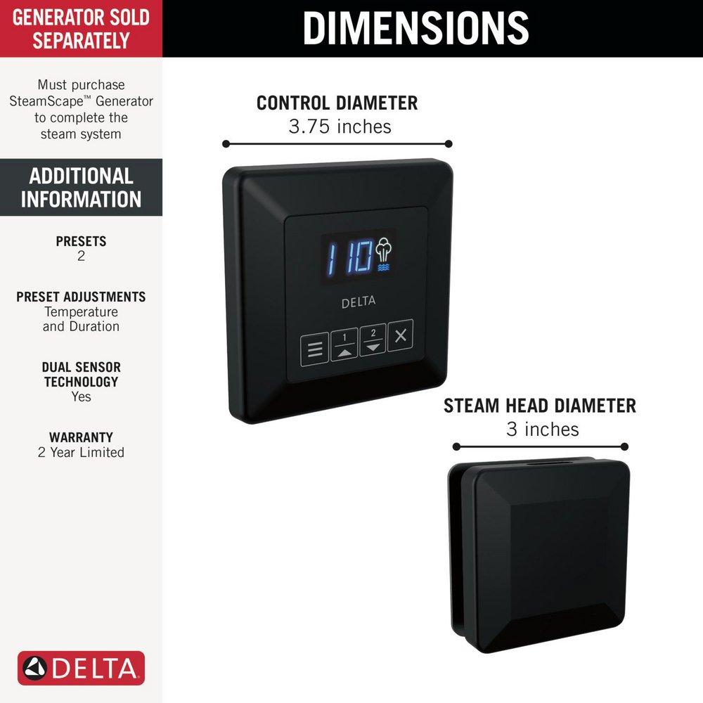 Delta Faucet Matte Black Steam Bath Control 
