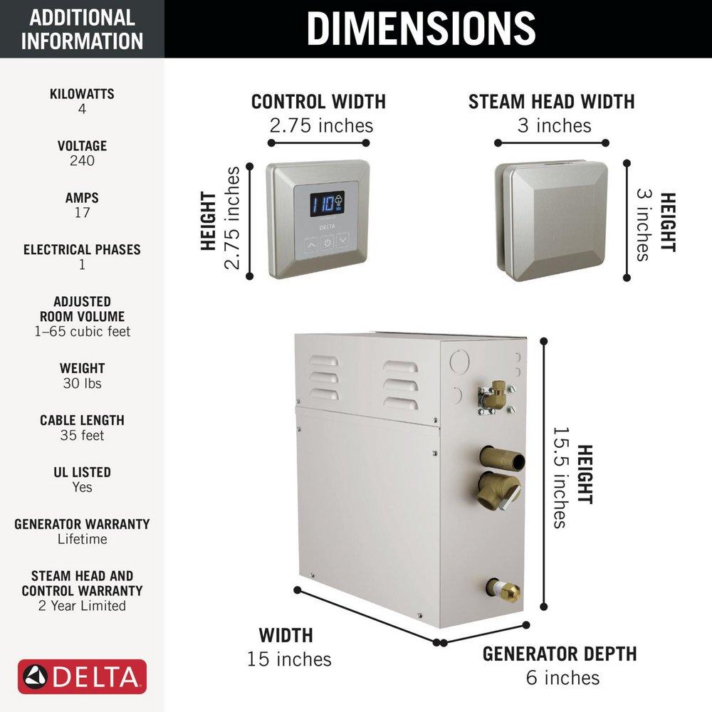 DELTA UNIVERSAL SHOWERING COMPONENTS: SIMPLESTEAM KIT - 4KW 
