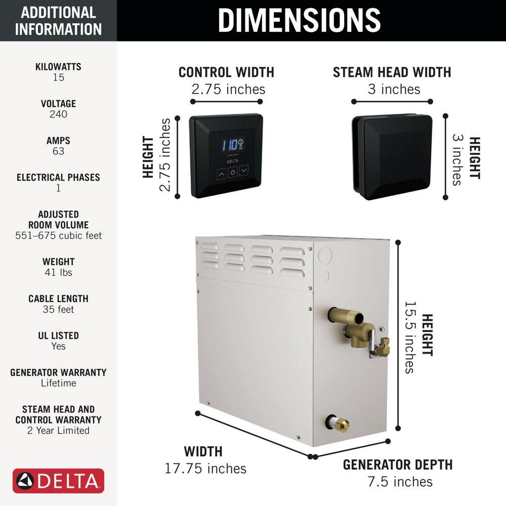 DELTA UNIVERSAL SHOWERING COMPONENTS: SIMPLESTEAM KIT - 15KW 