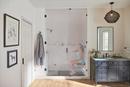 Teak Wood Tilt-Up Shower Seat with Matte Black Support Arms 