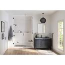 Teak Wood Tilt-Up Shower Seat with Matte Black Support Arms 
