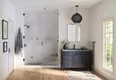 Teak Wood Tilt-Up Shower Seat with Matte Black Support Arms 