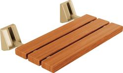Tilt-Up Wood Shower Seat with Mounting Brackets in Champagne Bronze