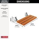 Teak Wood Tilt-Up Shower Seat with Chrome Support Arms 
