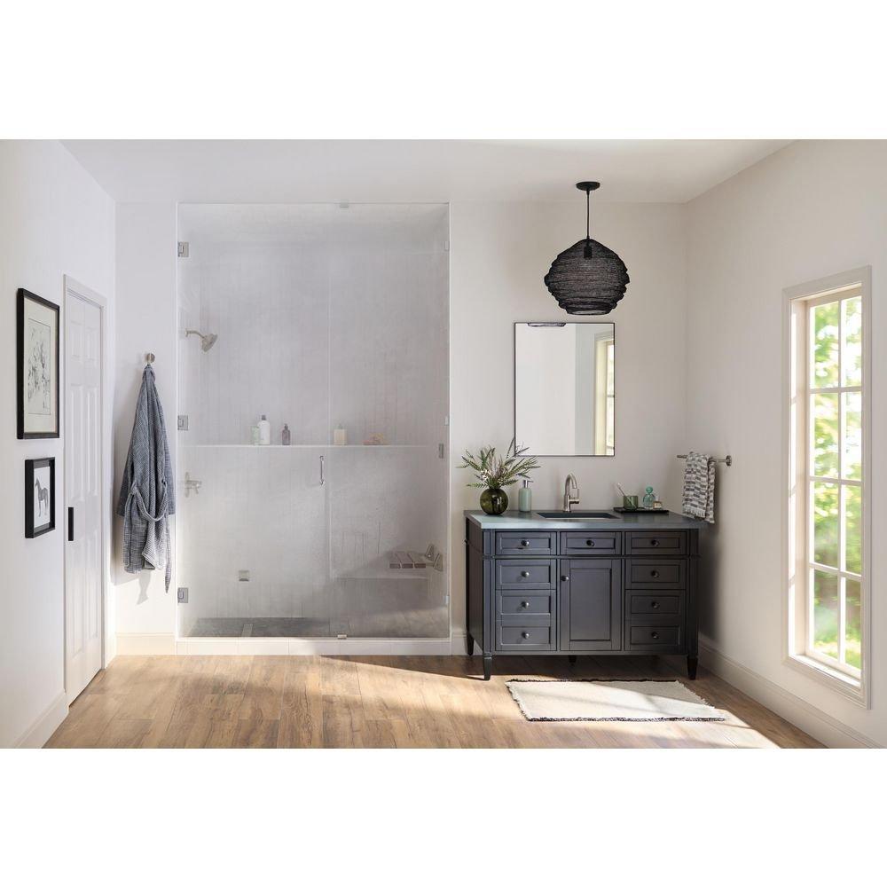 Tilt-Up Wood Shower Seat with Mounting Brackets in Stainless Steel 