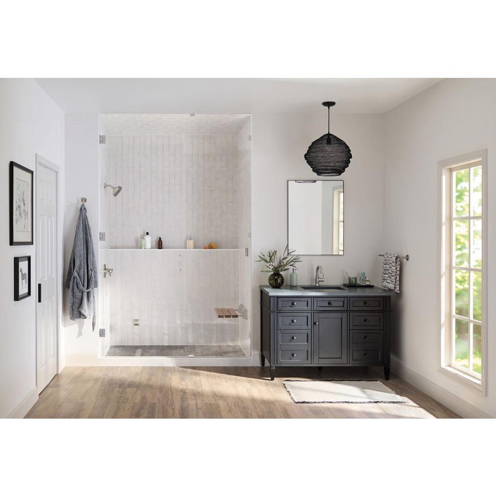 Tilt-Up Wood Shower Seat with Mounting Brackets in Stainless Steel 