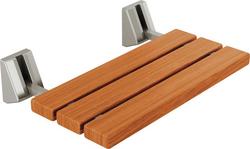 Tilt-Up Wood Shower Seat with Mounting Brackets in Stainless Steel