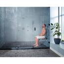 Tilt-Up Wood Shower Seat with Mounting Brackets in Stainless Steel 