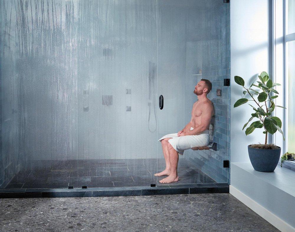 Tilt-Up Wood Shower Seat with Mounting Brackets in Stainless Steel 