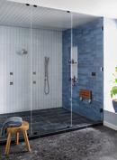 Tilt-Up Wood Shower Seat with Mounting Brackets in Stainless Steel 