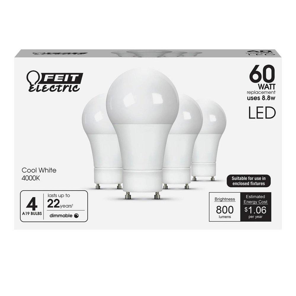8.8W A19 LED  GU24  Dimmable Bulb (Pack of 4) 