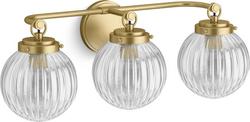 24.65in. 180W 3?Light E26 Vanity Fixture in Brushed Moderne Brass