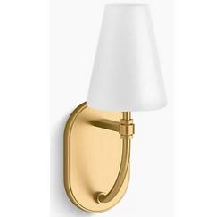 60W 1-Light 13.8in. Wall Sconce in Brushed Moderne Brass