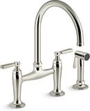 Two Handle Bridge Kitchen Faucet with Side Spray in Vibrant® Polished Nickel