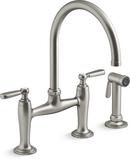 Two Handle Bridge Kitchen Faucet with Side Spray in Vibrant® Stainless