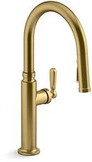 KOHLER Vibrant&reg; Brushed Moderne Brass Single Handle Pull Down Kitchen Faucet 