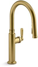 Single Handle Pull Down Kitchen Faucet in Vibrant® Brushed Moderne Brass