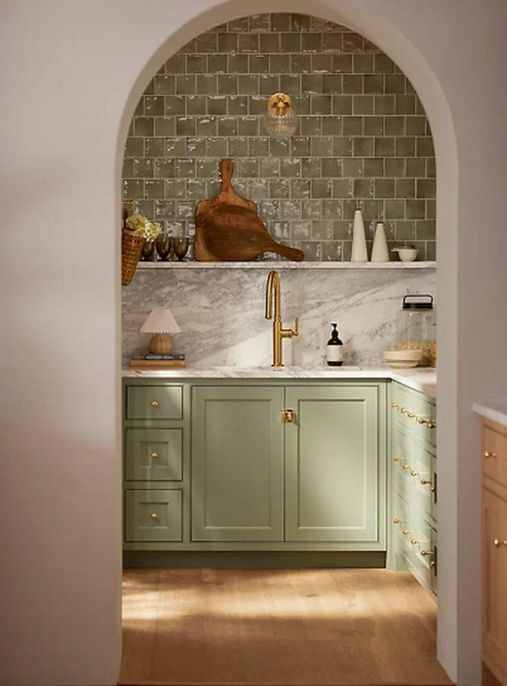 KOHLER Vibrant Brushed Moderne Brass Single Handle Pull Down Kitchen Faucet 