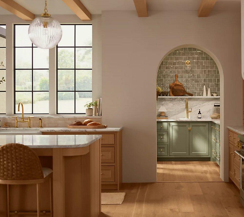 KOHLER Vibrant Brushed Moderne Brass Single Handle Pull Down Kitchen Faucet 