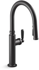 KOHLER Matte Black Single Handle Pull Down Kitchen Faucet 