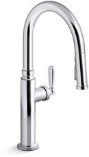 Single Handle Pull Down Kitchen Faucet in Polished Chrome