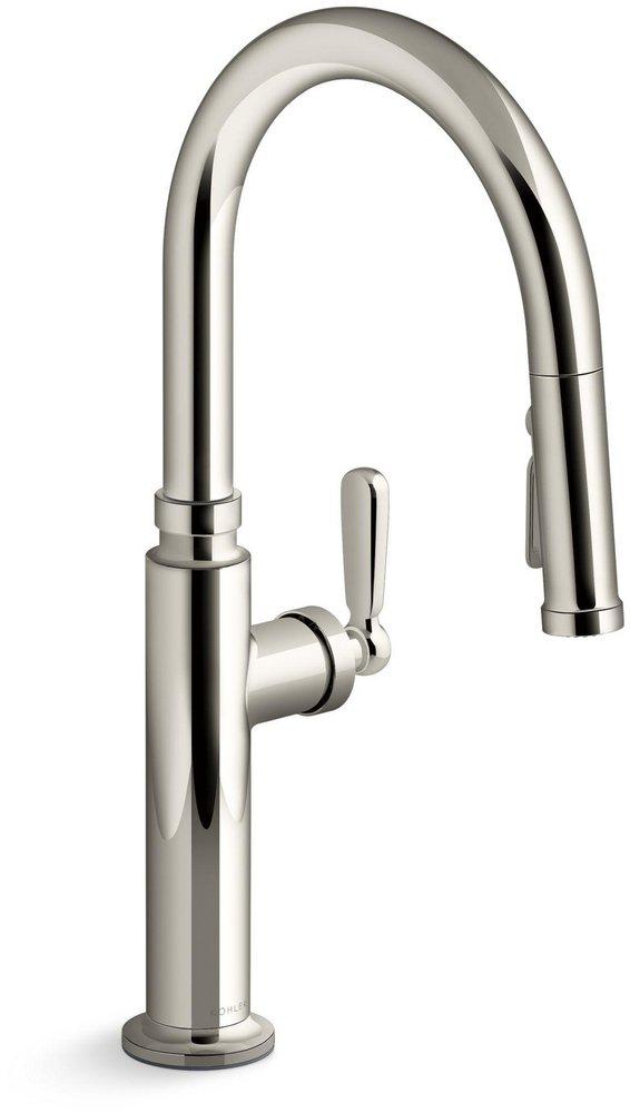 KOHLER Vibrant&reg; Polished Nickel Single Handle Pull Down Kitchen Faucet 