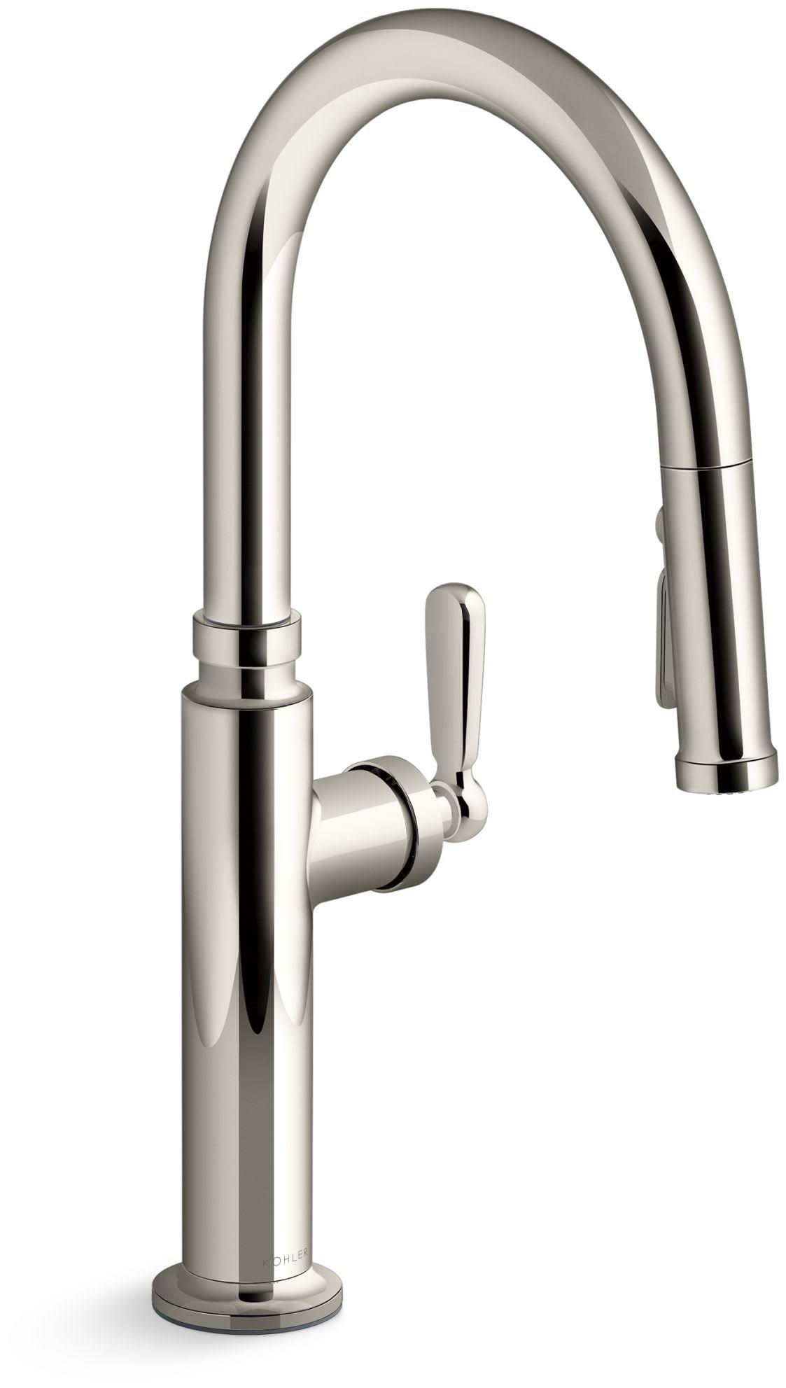 KOHLER Vibrant Polished Nickel Single Handle Pull Down Kitchen Faucet 