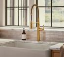 KOHLER Vibrant Brushed Moderne Brass Single Handle Pre-Rinse Pull Down Kitchen Faucet 