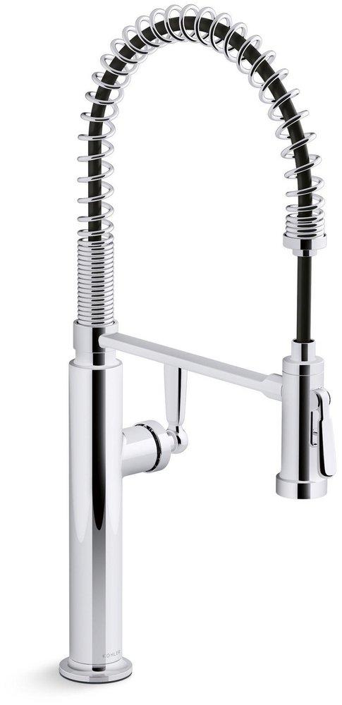 KOHLER Polished Chrome Single Handle Pre-Rinse Pull Down Kitchen Faucet 