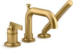 Single Handle Roman Tub Faucet with Hand Shower in Vibrant&reg; Brushed Moderne Brass