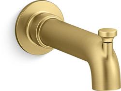 Wall Mount Tub Spout with Diverter in Vibrant Brushed Moderne Brass