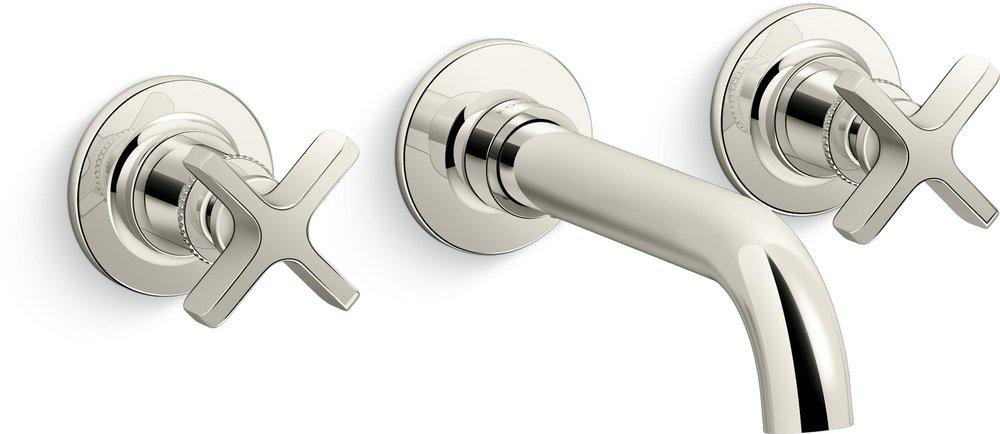 KOHLER Vibrant Polished Nickel Two Handle Wall Mount Bathroom Sink Faucet 