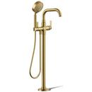 KOHLER Vibrant Brushed Moderne Brass Single Handle Floor Mount Tub Filler with Hand Shower 