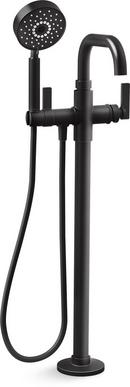 KOHLER Matte Black Single Handle Floor Mount Tub Filler with Hand Shower 
