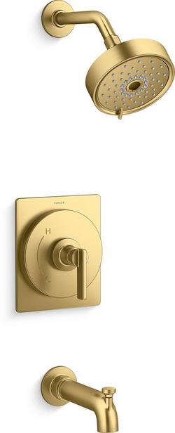 Single Handle Multi Function Bathtub & Shower Faucet in Vibrant&reg; Brushed Moderne Brass (Trim Only)