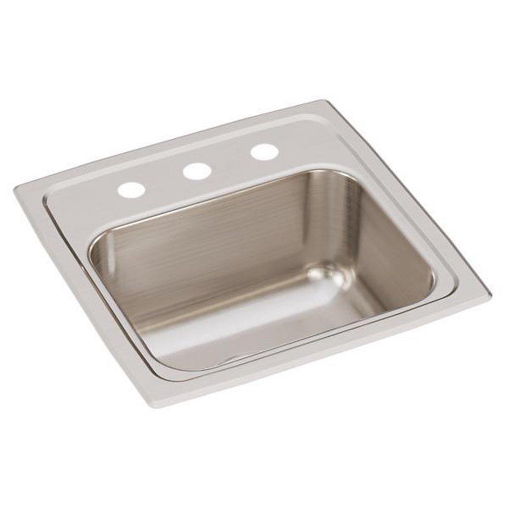 STAINLESS STEEL 15 X 15 X 7-1/8 3-HOLE SINGLE BOWL DROP-IN PREP SINK WITH 3-1/2 DRAIN 