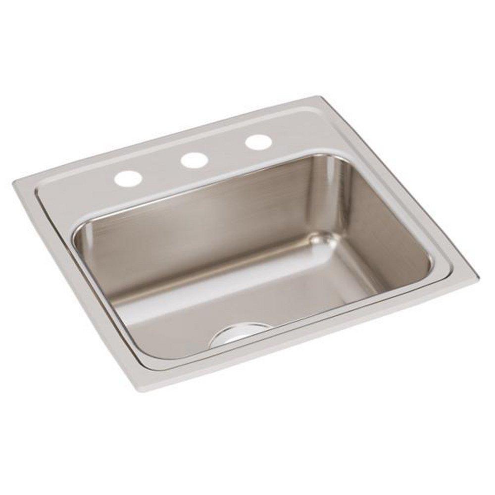 STAINLESS STEEL 19 X 18 X 7-5/8 3-HOLE SINGLE BOWL DROP-IN SINK 