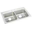 STAINLESS STEEL 33 X 22 X 6-1/2 4-HOLE EQUAL DOUBLE BOWL DROP-IN ADA SINK