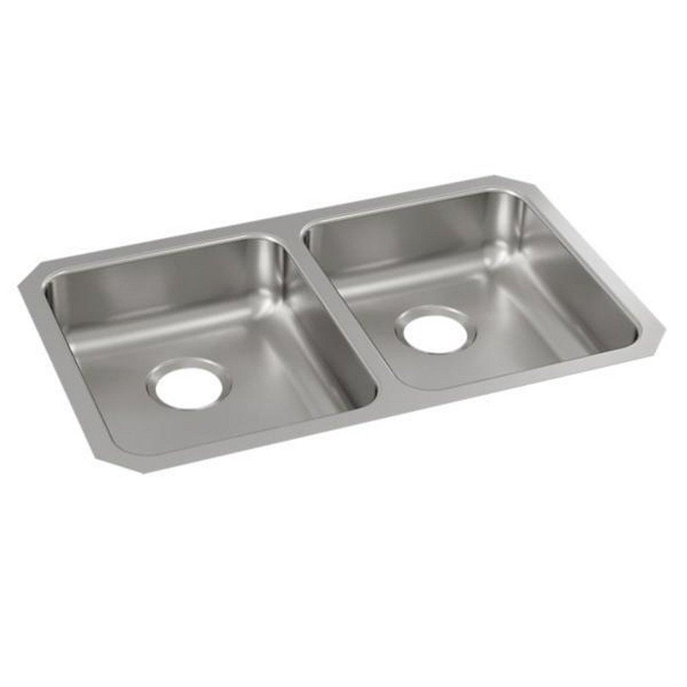 STAINLESS STEEL 30-3/4 X 18-1/2 X 5-3/8 EQUAL DOUBLE BOWL UNDERMOUNT ADA SINK 