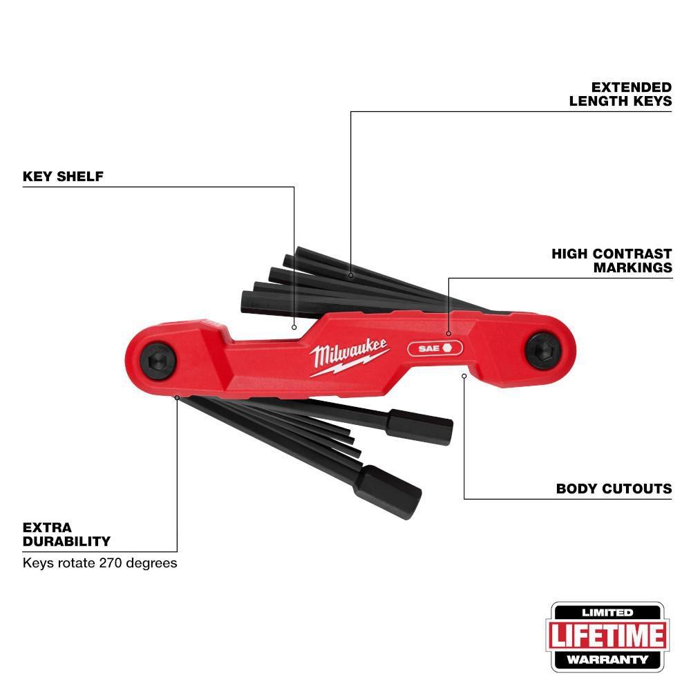 11-KEY ELECTRICIANS FOLDING HEX KEY SET - SAE 