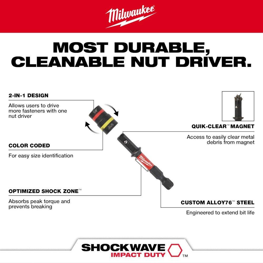 2Pc Shockwave Impact Duty Quik-Clear 2-In-1 Magnetic Nut Driver Set 