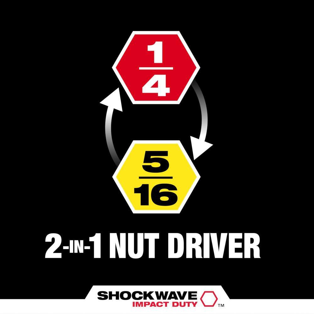 SHOCKWAVE IMPACT DUTY 1/4 AND 5/16 X 2-1/4 QUIK-CLEAR 2-IN-1 MAGNETIC NUT DRIVER BULK 25 