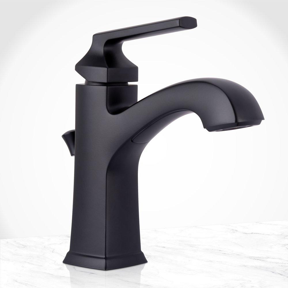 Single Handle Monoblock Bathroom Sink Faucet in Flat Black 