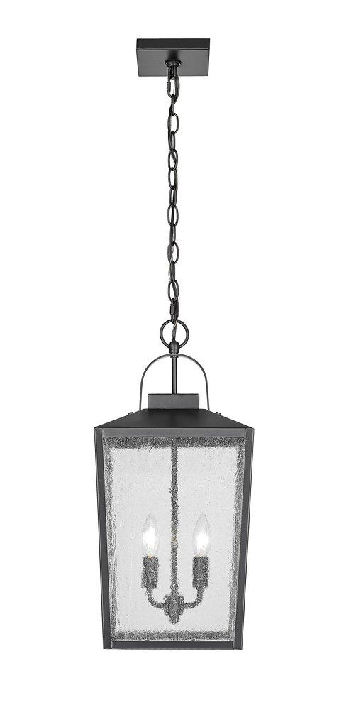 2-Light Outdoor Hanging Lantern in Powder Coated Black 