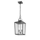 2-Light Outdoor Hanging Lantern in Powder Coated Black 