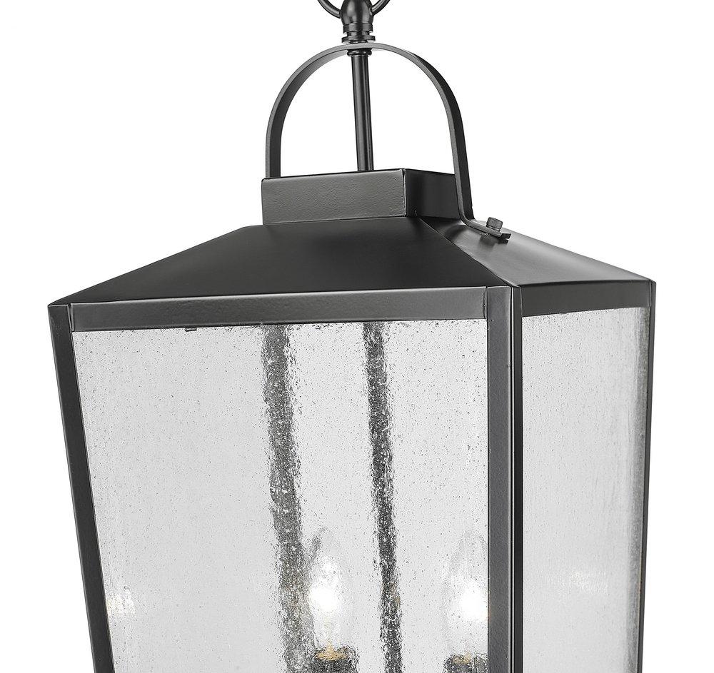 2-Light Outdoor Hanging Lantern in Powder Coated Black 